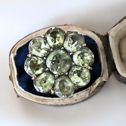 18th Century Chrysoberyl 18k Yellow Gold Silver Cluster Ring