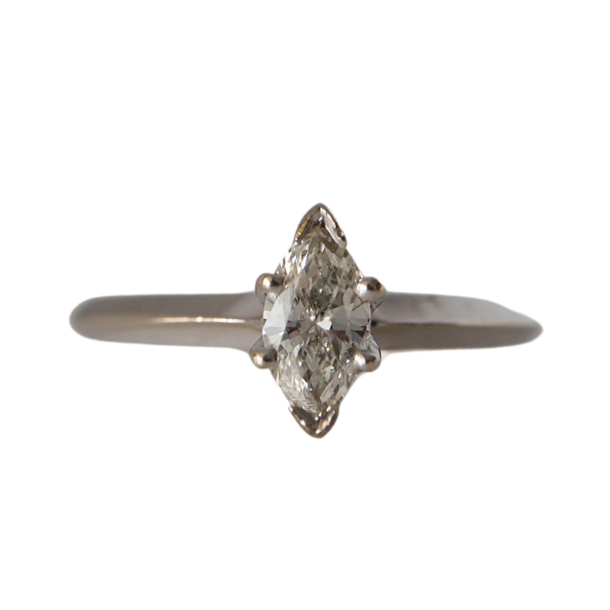 Vintage 0.40 Carat Marquise Cut Diamond 14k White Gold Solitaire Ring