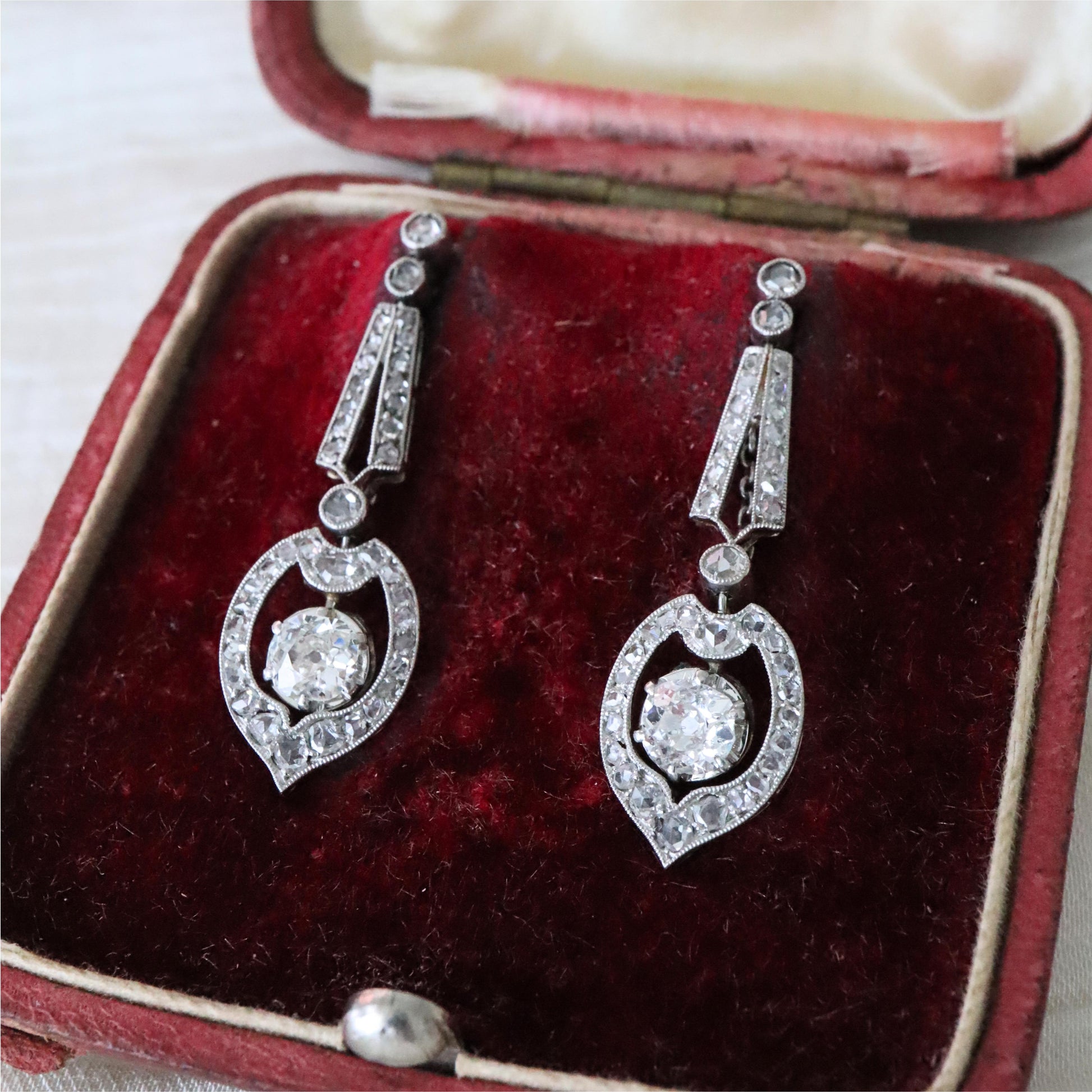 Belle Epoque Diamond Platinum Dangle Earrings