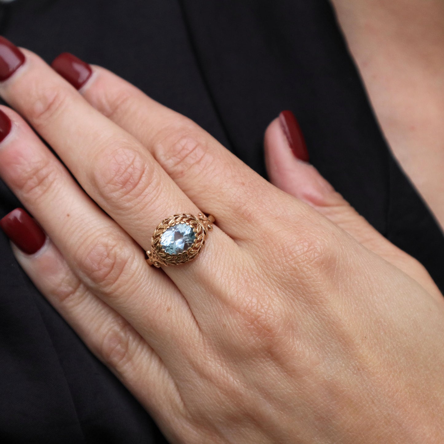 Antique Topaz 14k Yellow Gold Wreath Ring