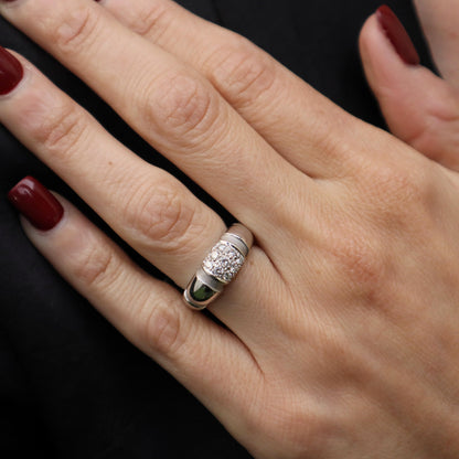 Vintage French Mauboussin Diamond 18k White Gold Band Ring