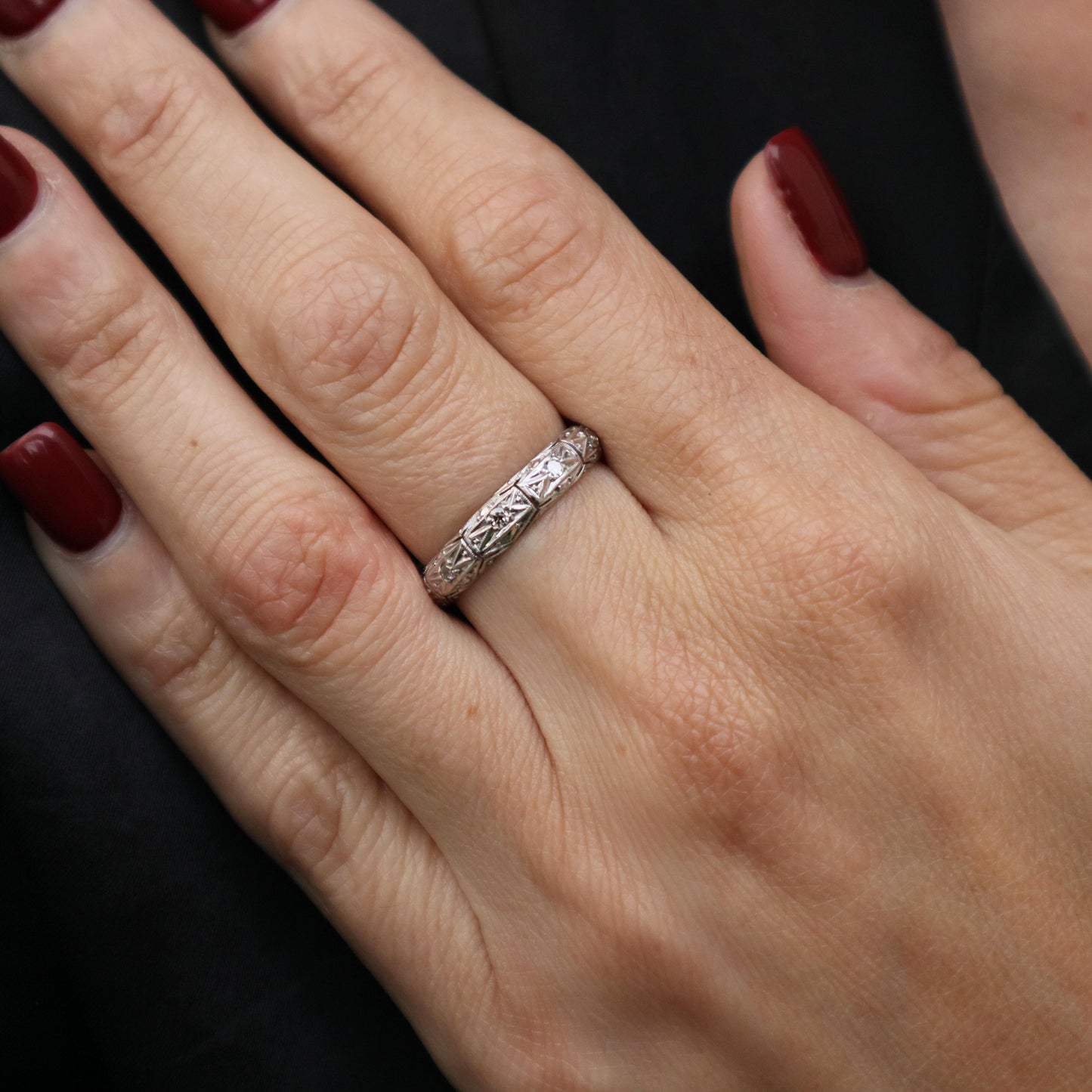 Art Deco Diamond Platinum Eternity Band