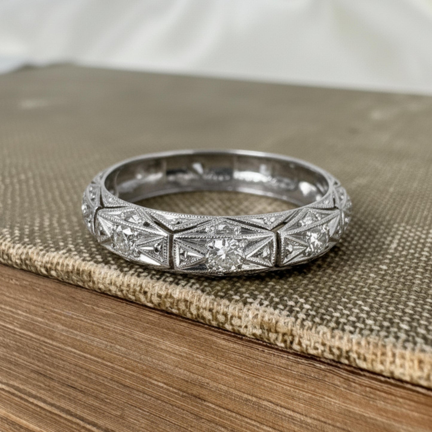 Art Deco Diamond Platinum Eternity Band