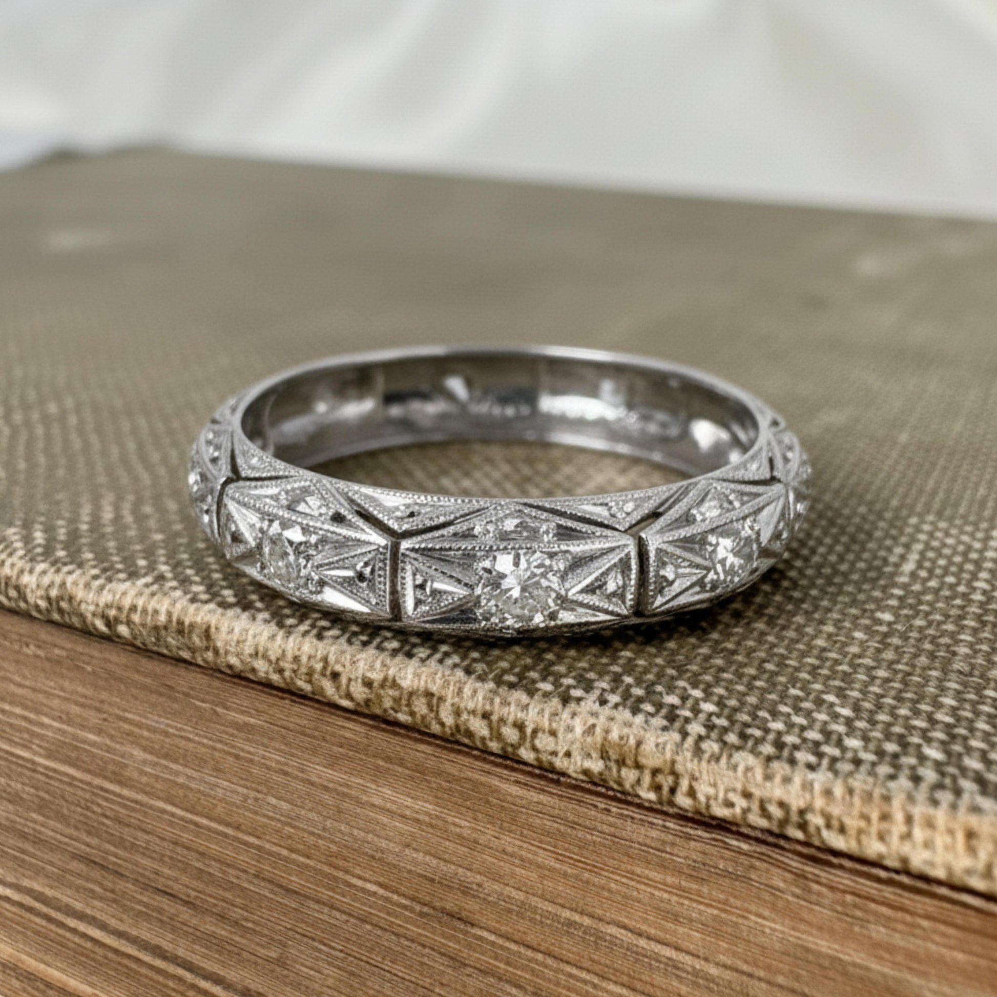 Art Deco Diamond Platinum Eternity Band