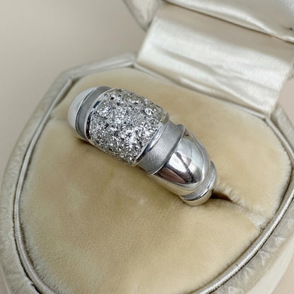 Vintage French Mauboussin Diamond 18k White Gold Band Ring