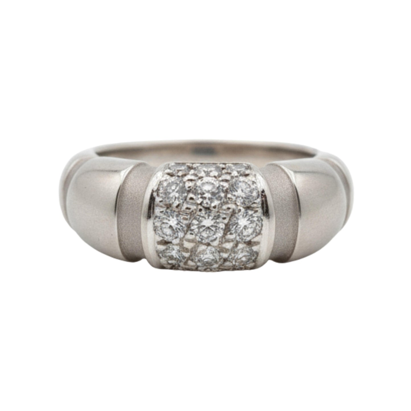 Vintage French Mauboussin Diamond 18k White Gold Band Ring