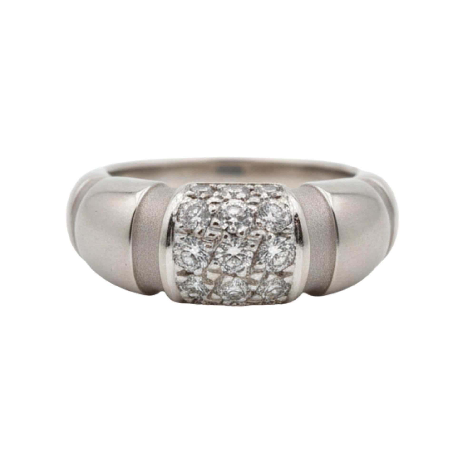 Vintage French Mauboussin Diamond 18k White Gold Band Ring