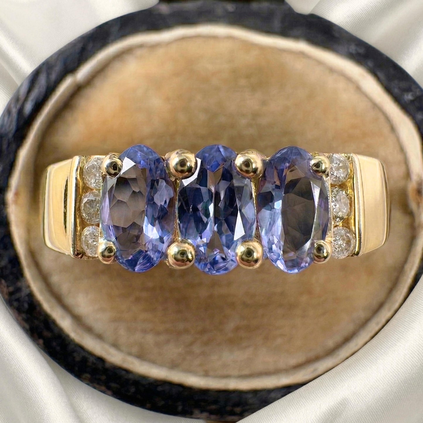 Vintage Tanzanite Diamond 14k Yellow Gold Ring