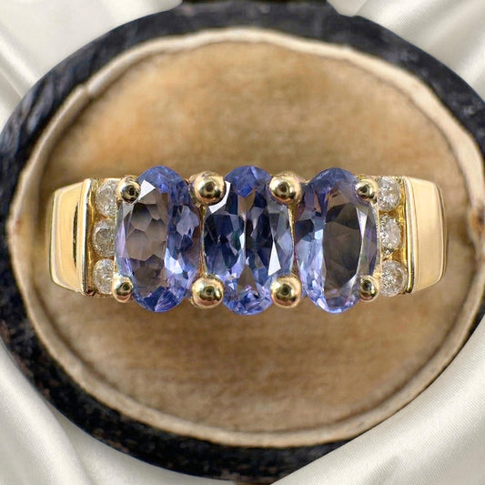Vintage Tanzanite Diamond 14k Yellow Gold Ring