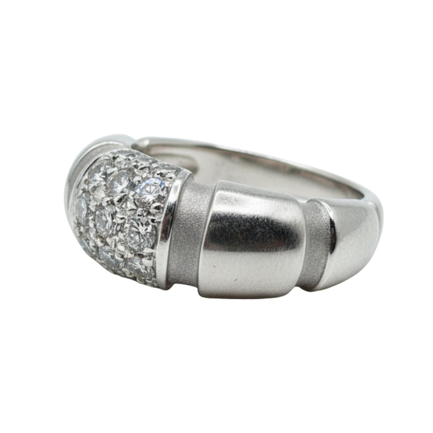 Vintage French Mauboussin Diamond 18k White Gold Band Ring