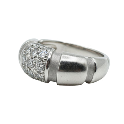 Vintage French Mauboussin Diamond 18k White Gold Band Ring