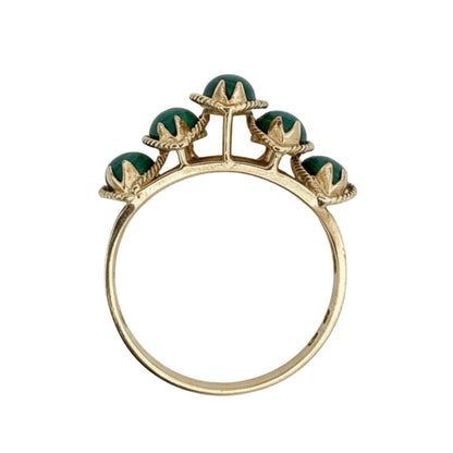 Mid Century Malachite 14k Yellow Gold Ring