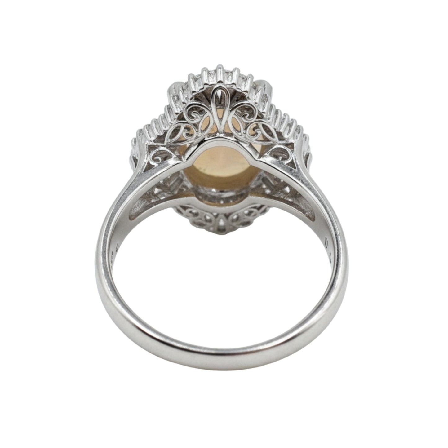 Vintage Opal Diamond Platinum Ballerina Ring