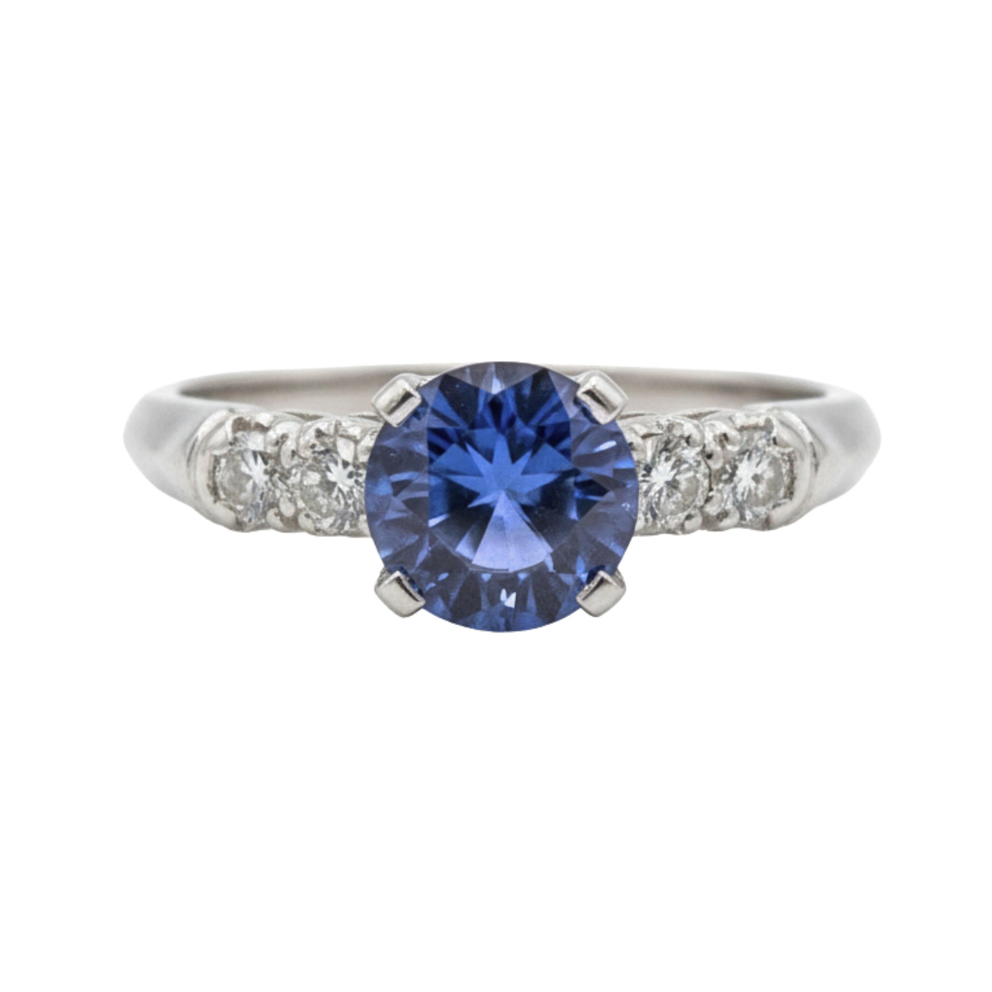Art Deco Sapphire Diamond Platinum Ring