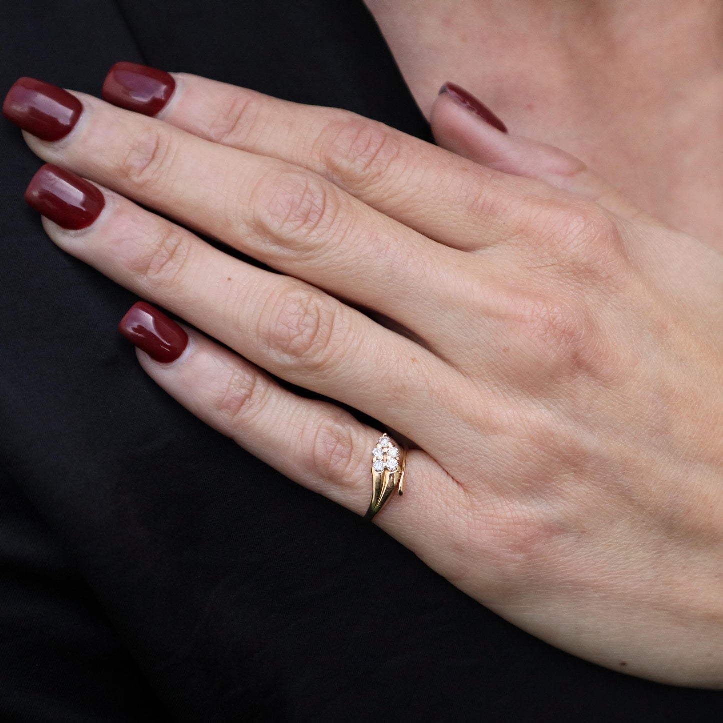 Vintage Diamond 14k Yellow Gold Snake Ring