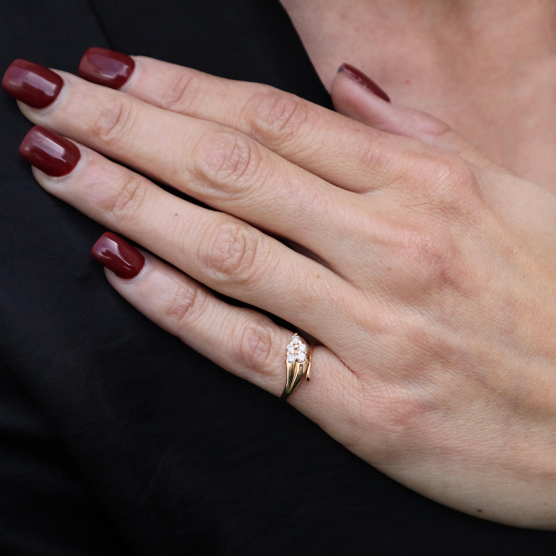 Vintage Diamond 14k Yellow Gold Snake Ring