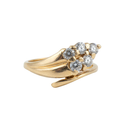 Vintage Diamond 14k Yellow Gold Snake Ring