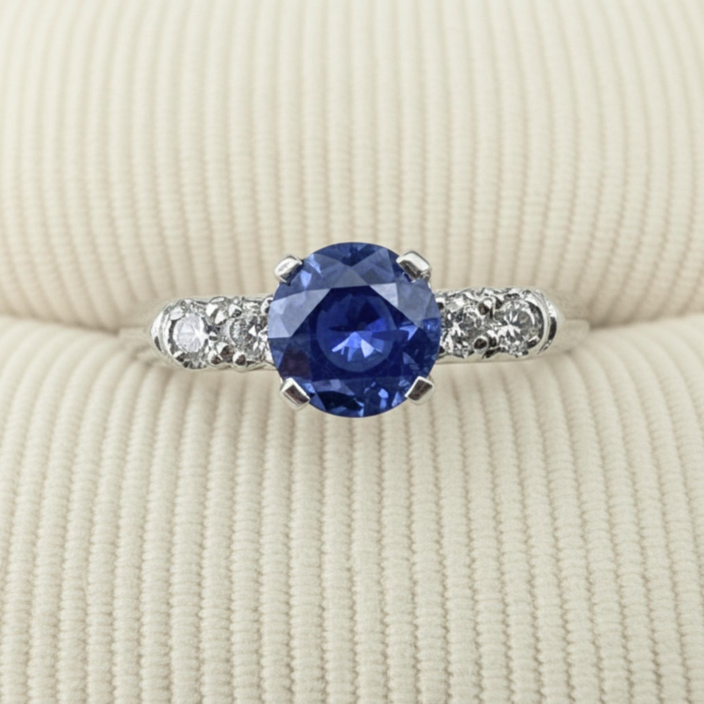 Art Deco Sapphire Diamond Platinum Ring