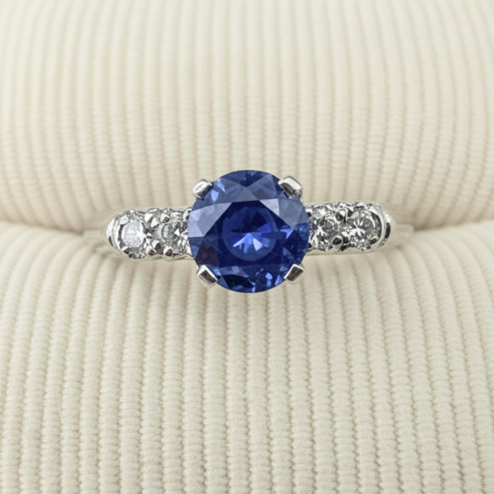 Art Deco Sapphire Diamond Platinum Ring