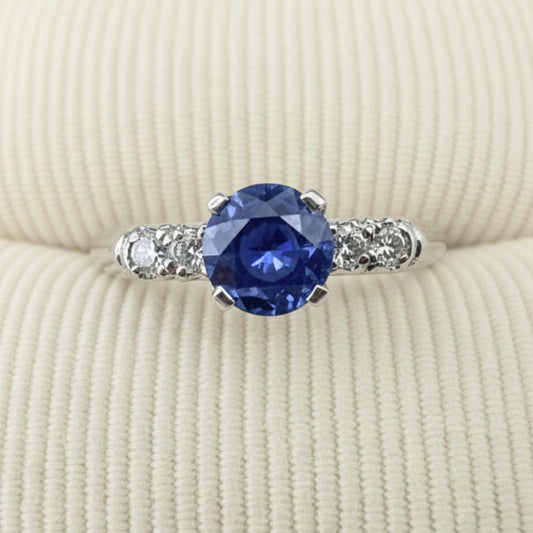 Art Deco Sapphire Diamond Platinum Ring