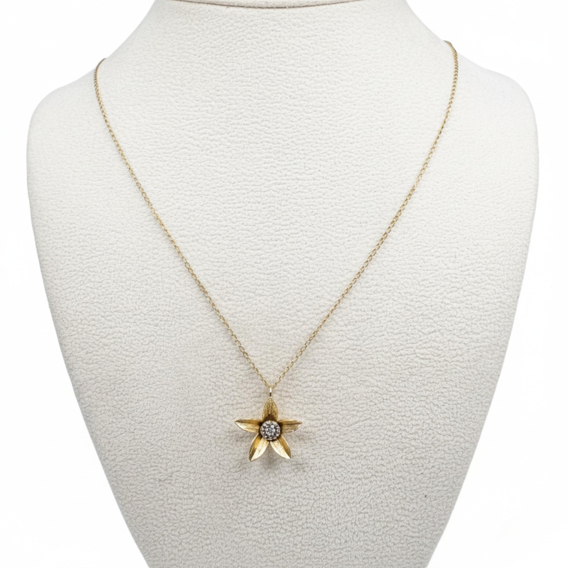 Vintage Diamond Flower Pendant Necklace
