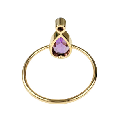 Victorian Amethyst Diamond 14k Yellow Gold Stick Pin Ring