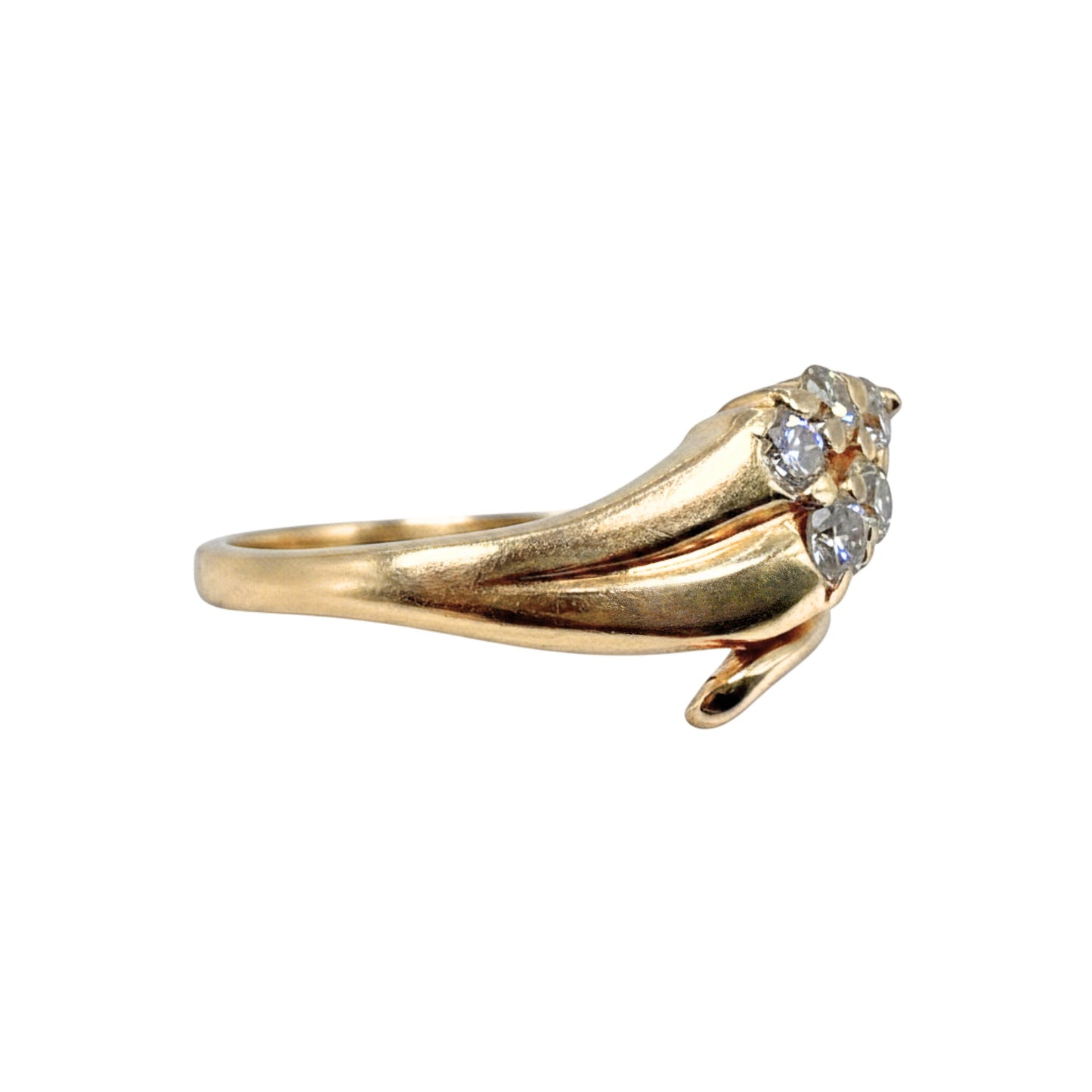 Vintage Diamond 14k Yellow Gold Snake Ring