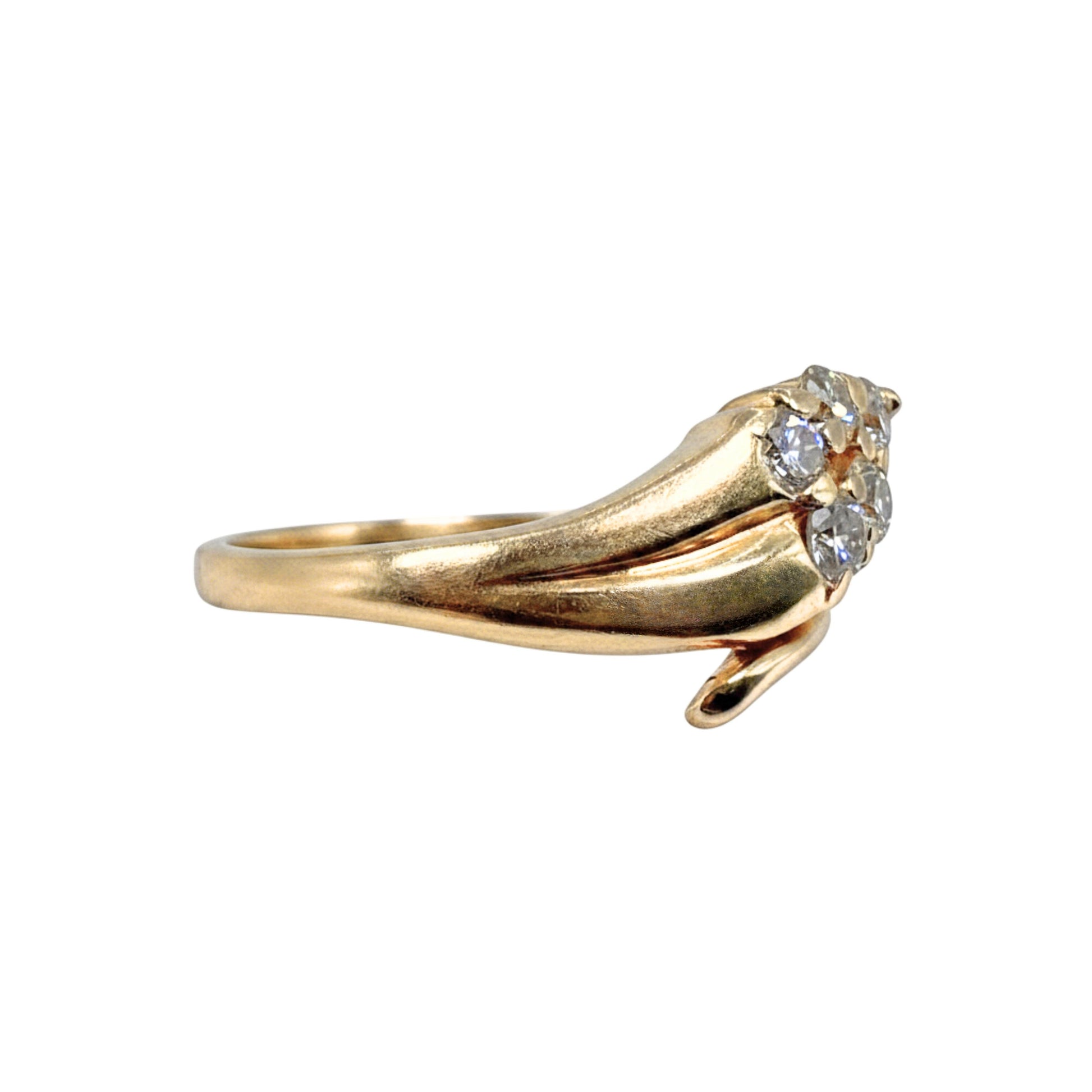 Vintage Diamond 14k Yellow Gold Snake Ring