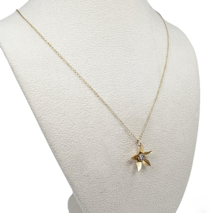 Vintage Diamond Flower Pendant Necklace