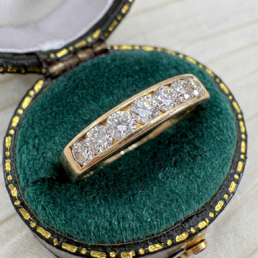 Vintage Diamond 14k Yellow Gold Channel Set Band Ring