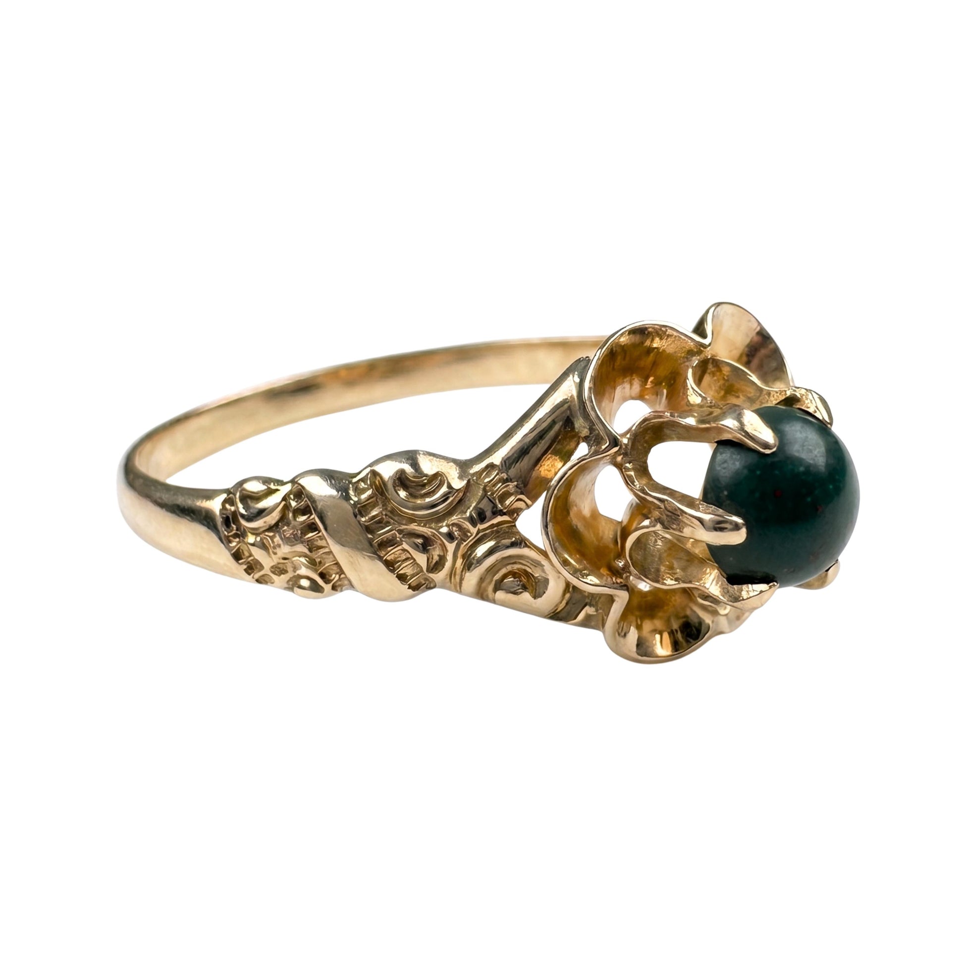 Victorian Bloodstone 14k Yellow Gold Engraved Ring