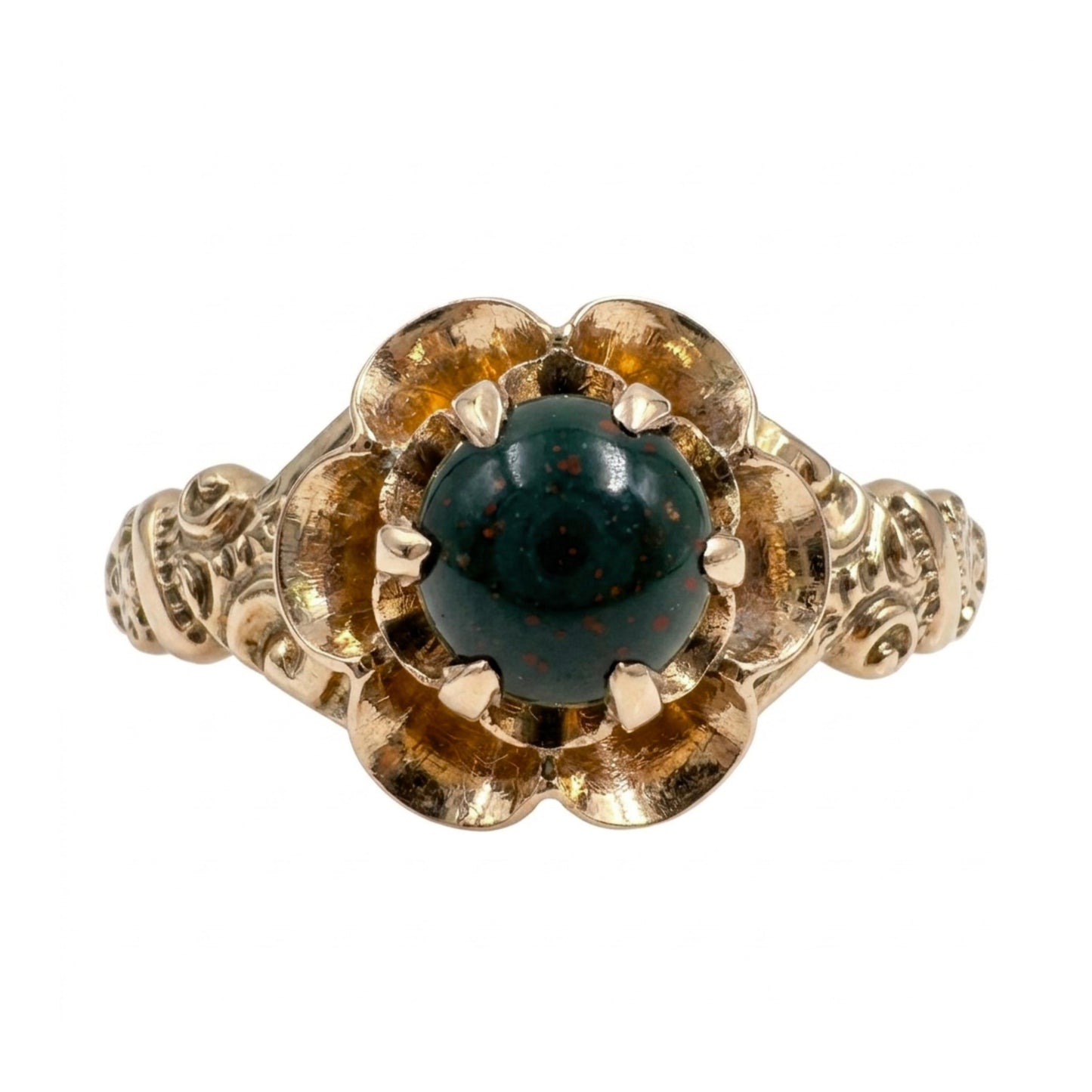 Victorian Bloodstone 14k Yellow Gold Engraved Ring