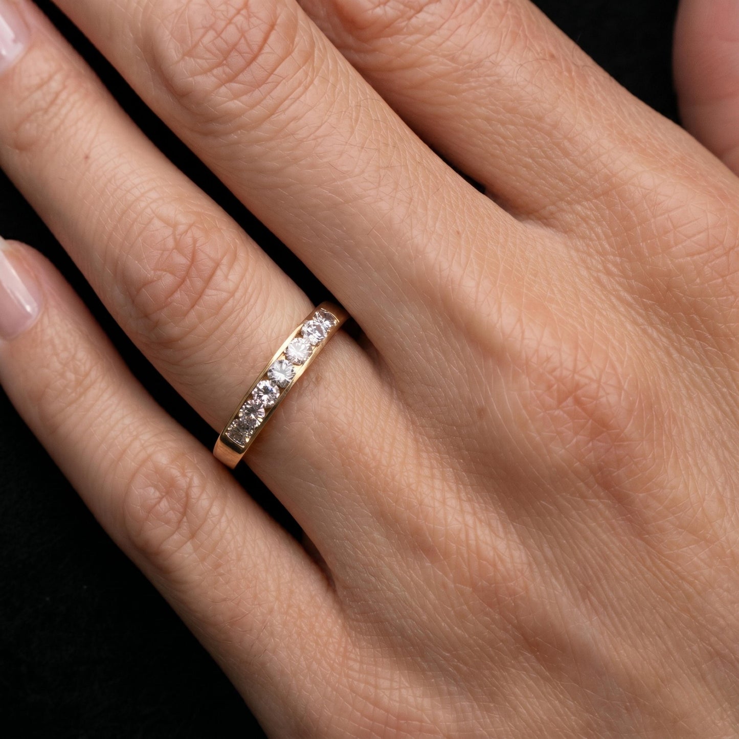 Vintage Diamond 14k Yellow Gold Channel Set Band Ring