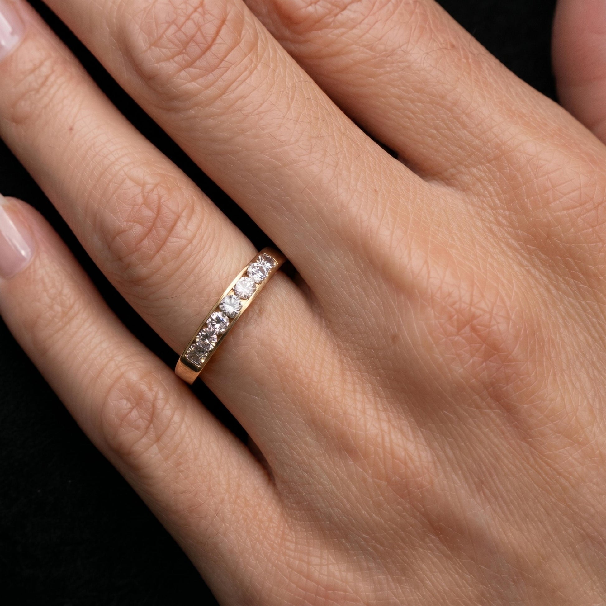 Vintage Diamond 14k Yellow Gold Channel Set Band Ring
