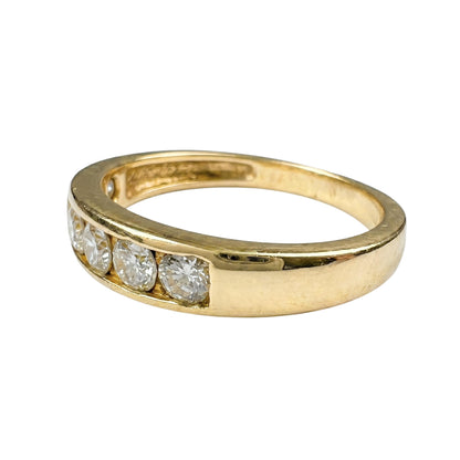 Vintage Diamond 14k Yellow Gold Channel Set Band Ring