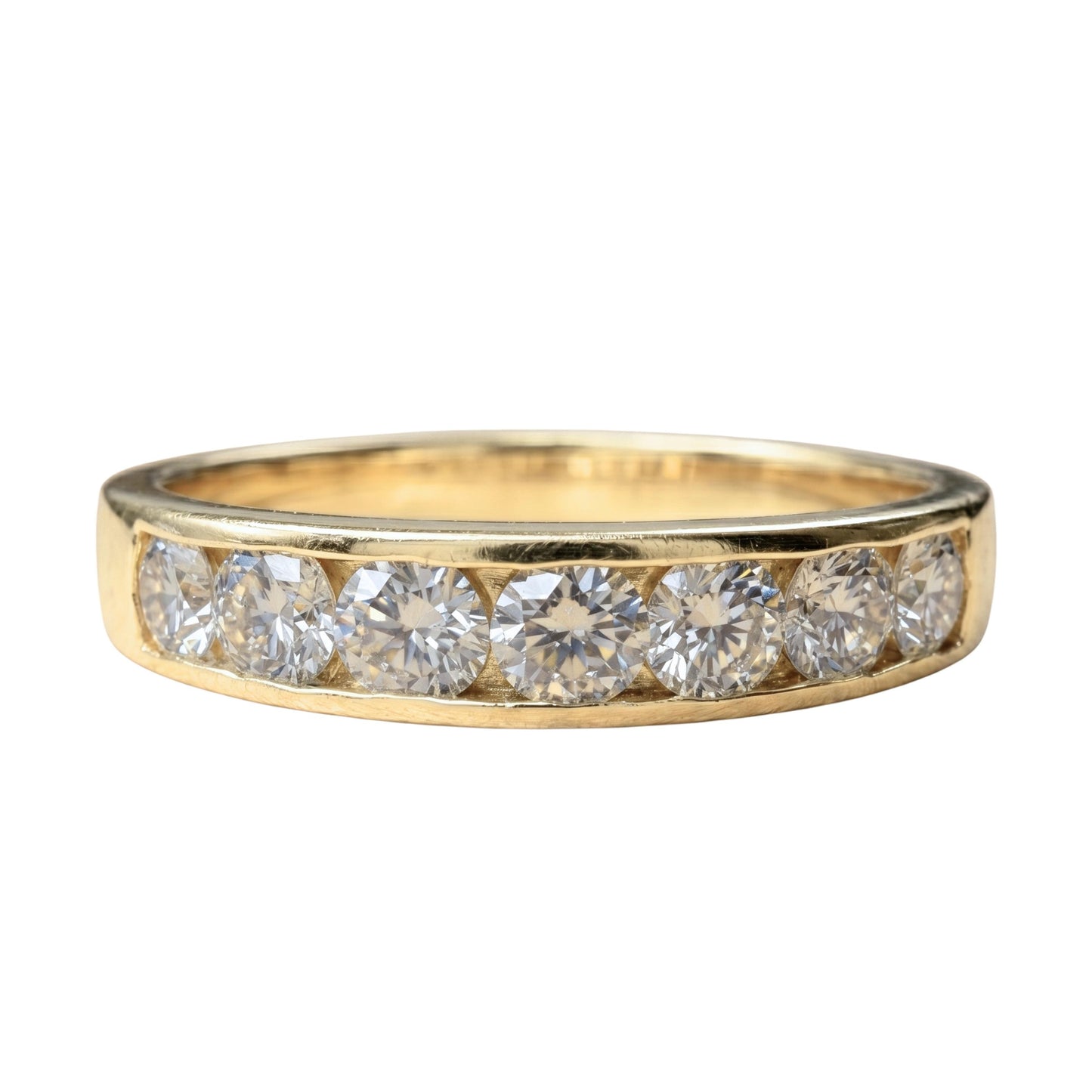 Vintage Diamond 14k Yellow Gold Channel Set Band Ring