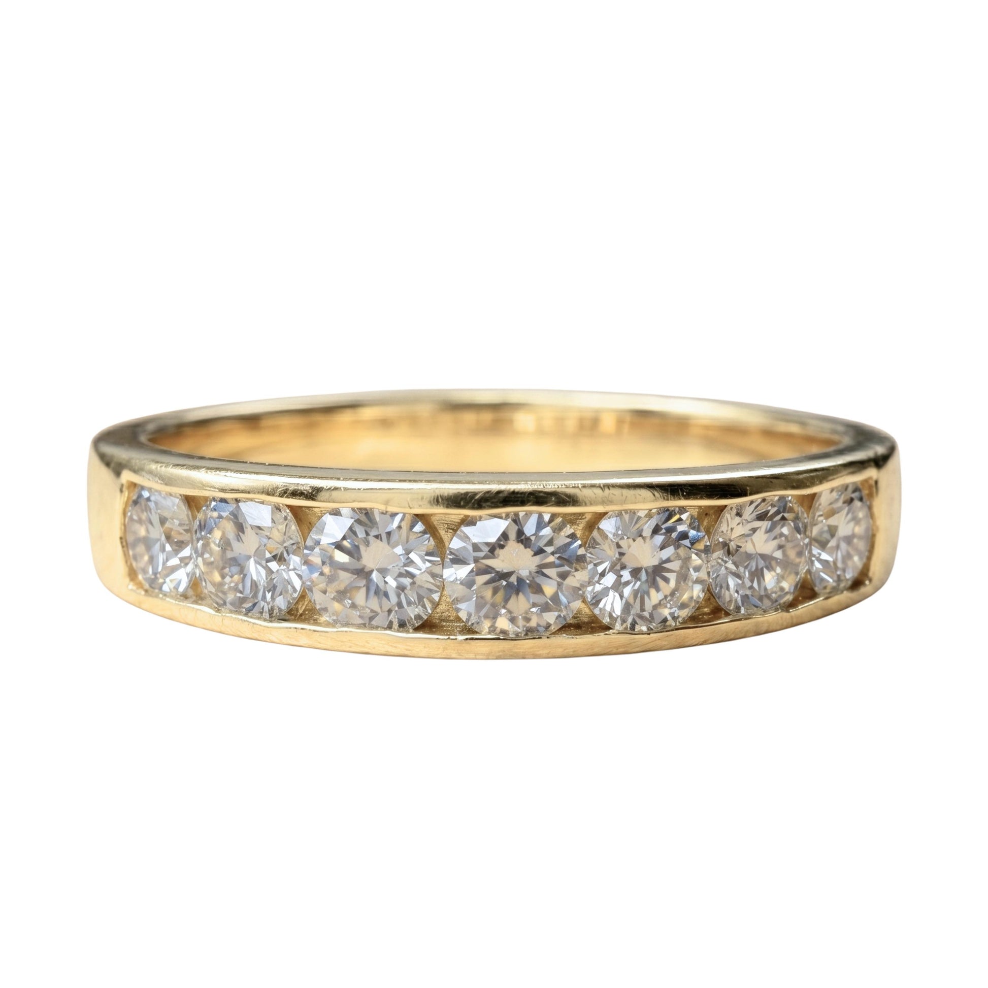 Vintage Diamond 14k Yellow Gold Channel Set Band Ring