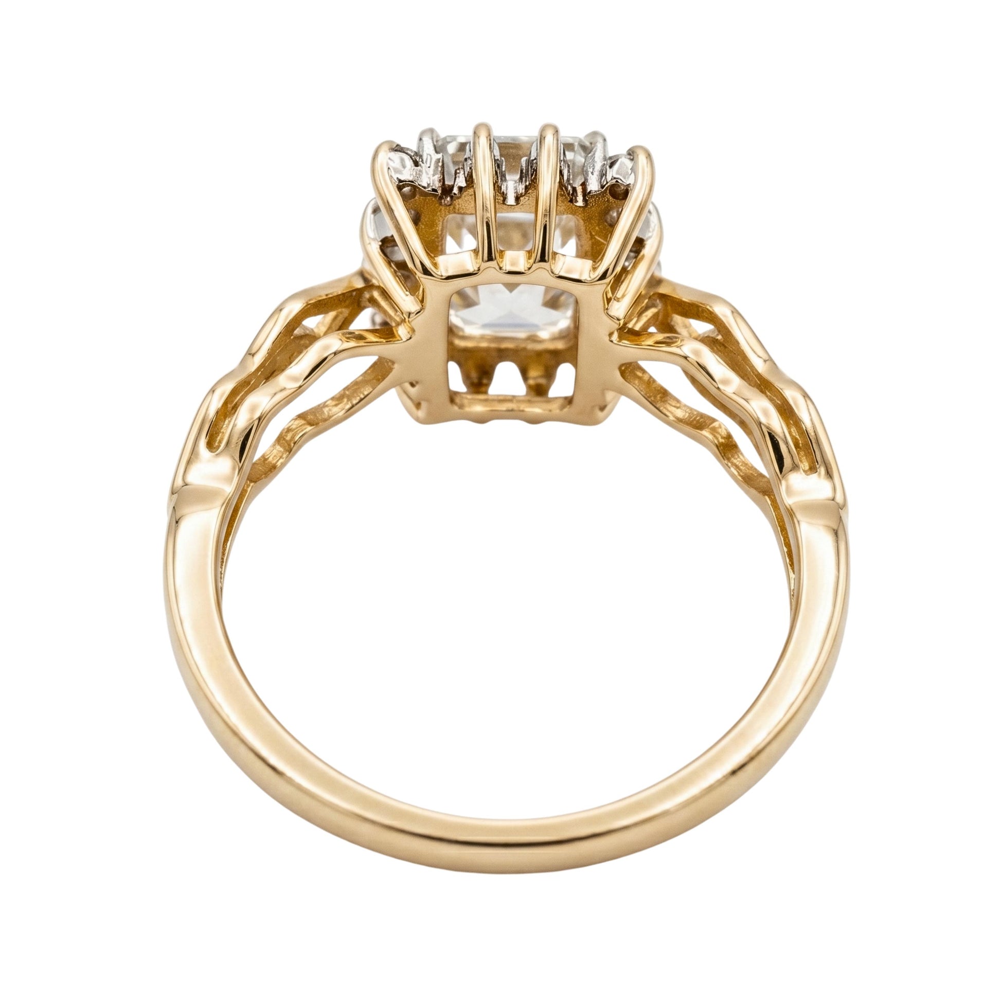Vintage Aquamarine Diamond 14k Yellow Gold Ring