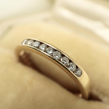 Vintage Diamond 14k Yellow Gold Channel Set Band Ring