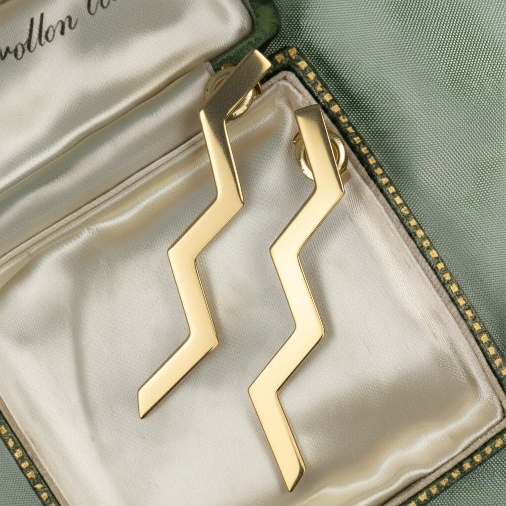 Vintage Tiffany & Co. Paloma Picasso 18k Yellow Gold Zig Zag Earrings