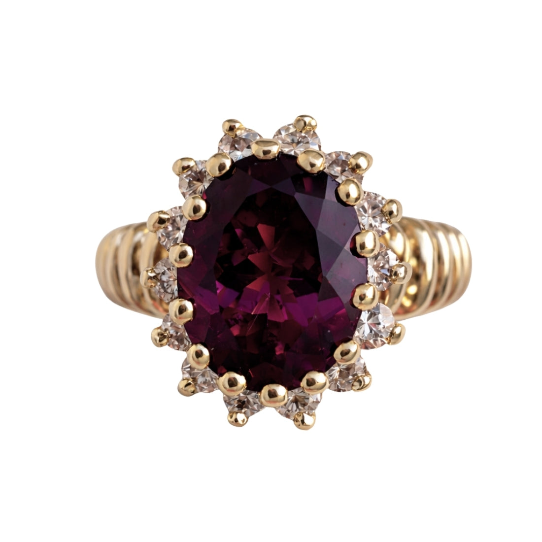 Vintage Tourmaline Diamond 14k Yellow Gold Ring