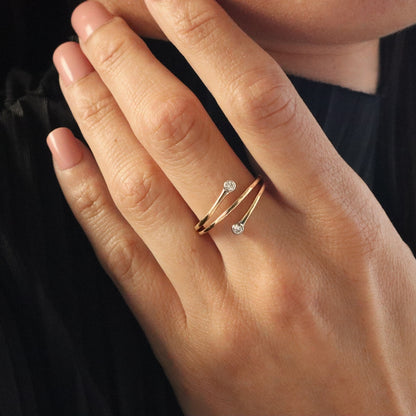 Contemporary Diamond 14k Yellow Gold Wrap Ring
