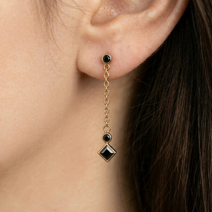 Vintage Sapphire 14k Yellow Gold Chain Dangle Earrings