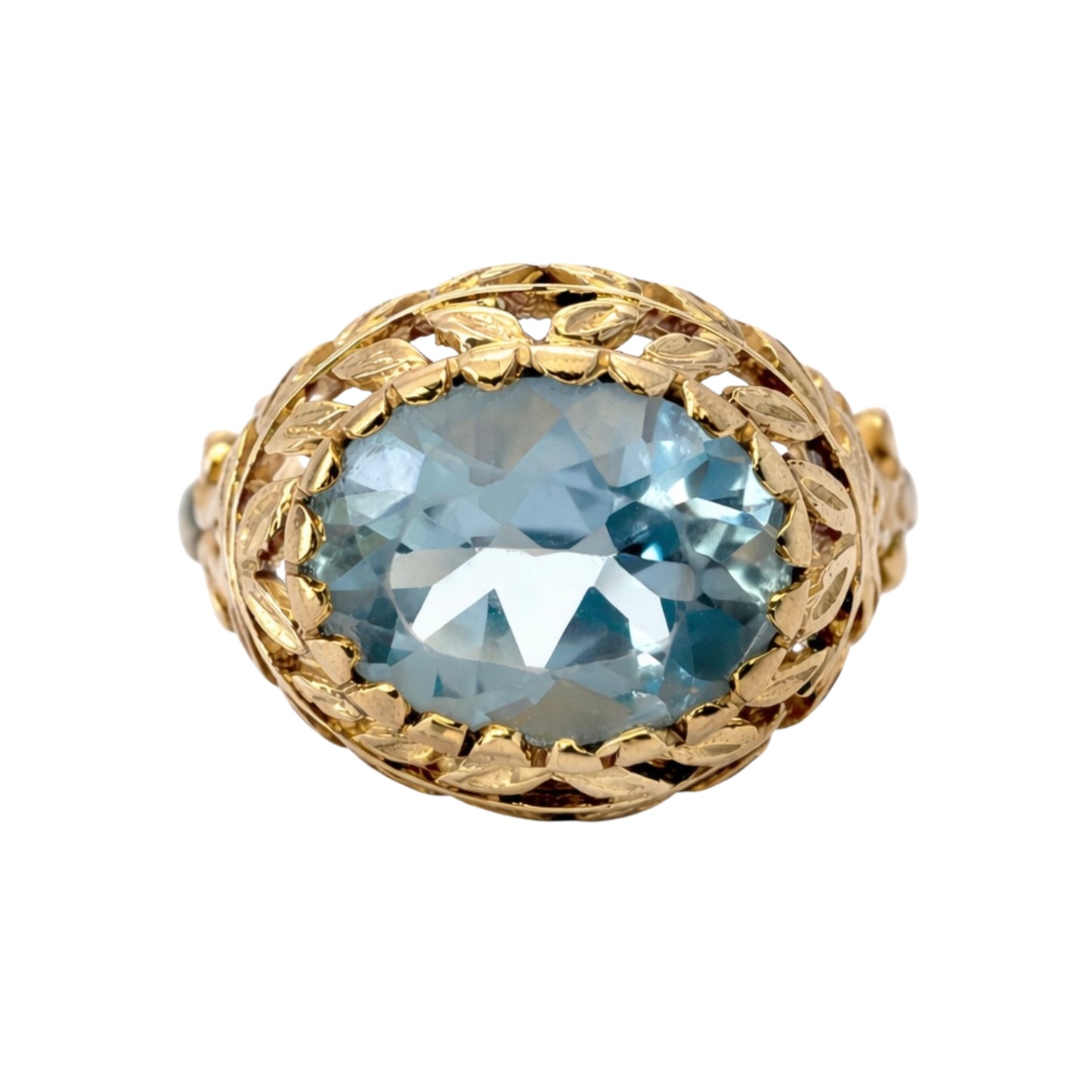 Antique Topaz 14k Yellow Gold Wreath Ring
