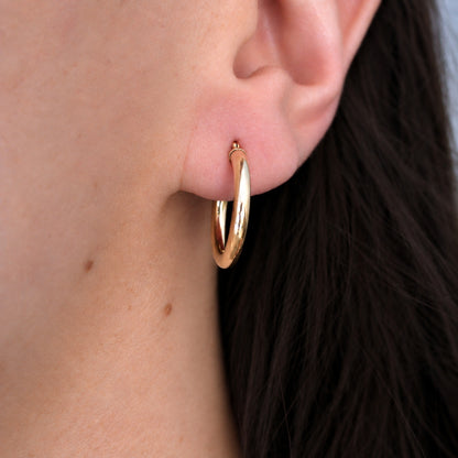 Vintage Removable Pearl 14k Yellow Gold Hoop Earrings