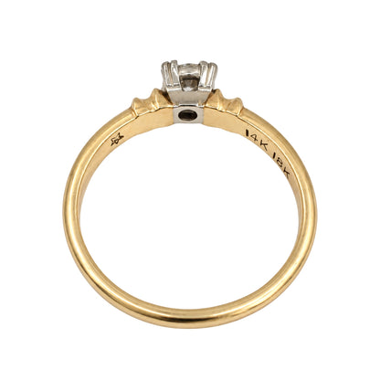 Retro Diamond Two Tone 14k Gold Solitaire Ring