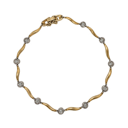 Vintage Diamond 14k Two Tone Wavy Bracelet