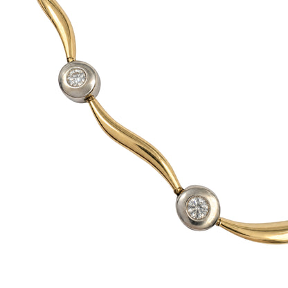 Vintage Diamond 14k Two Tone Wavy Bracelet
