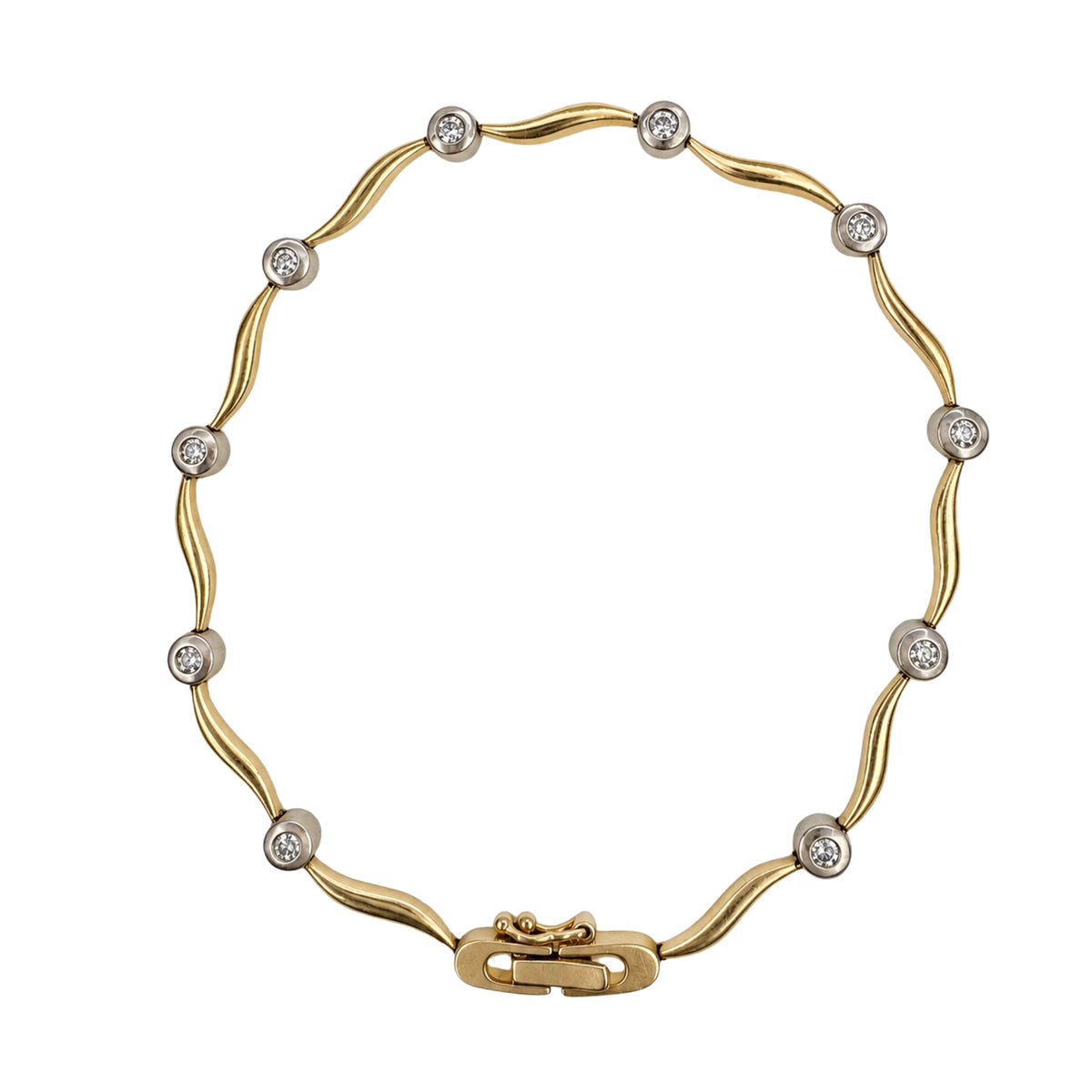 Vintage Diamond 14k Two Tone Wavy Bracelet