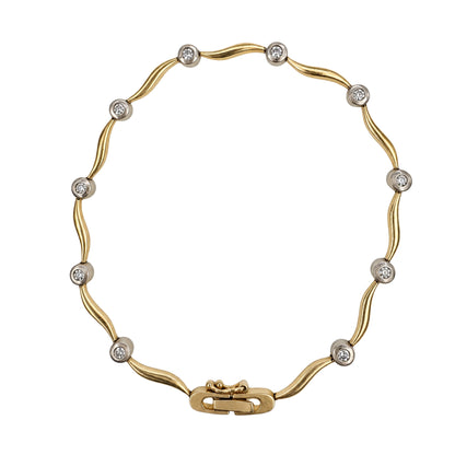 Vintage Diamond 14k Two Tone Wavy Bracelet